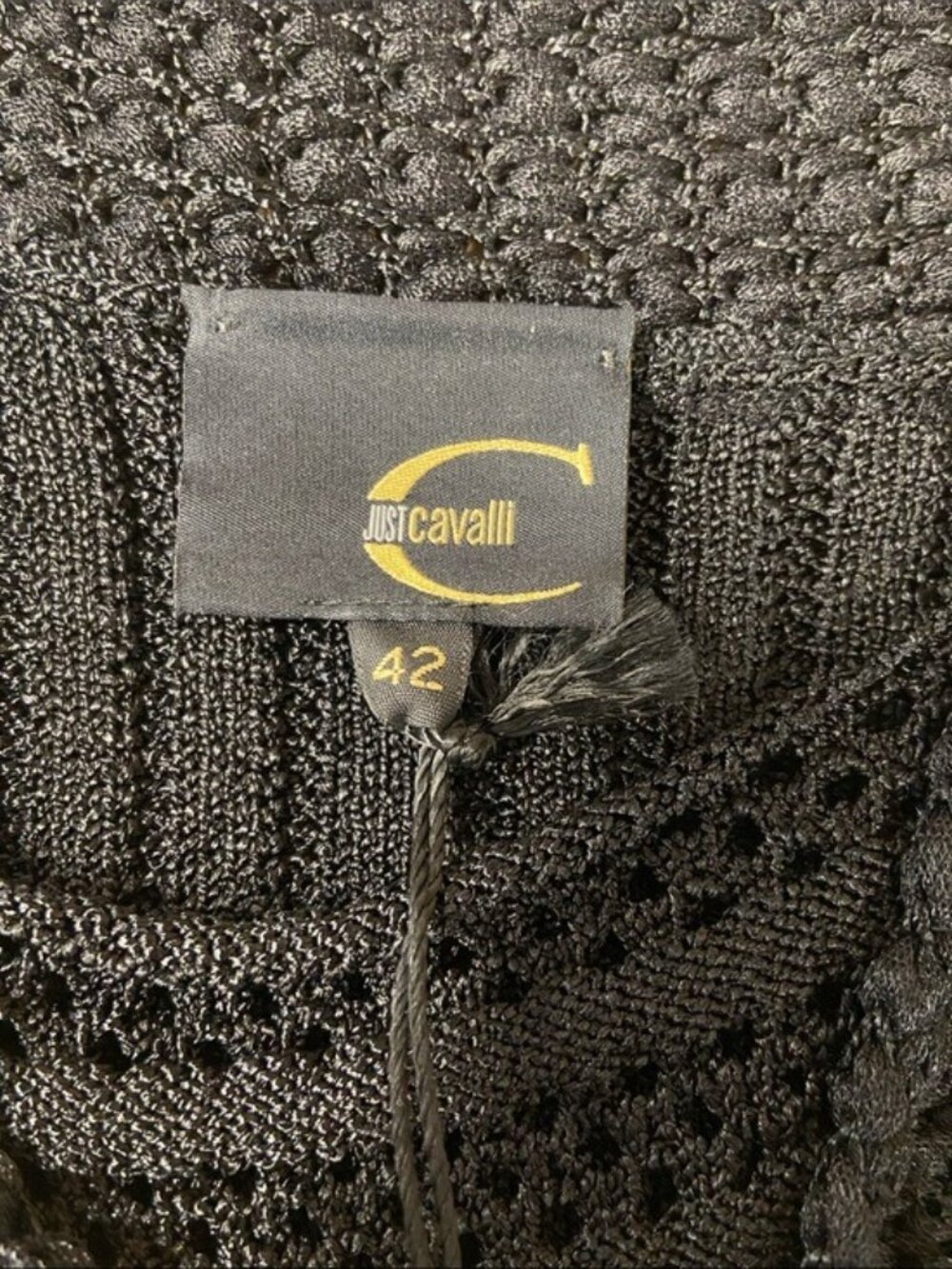 Just Cavalli Roberto Cavalli Knit Crochet Top Size 42 US 10-12 Black V Neck - Picture 4 of 8